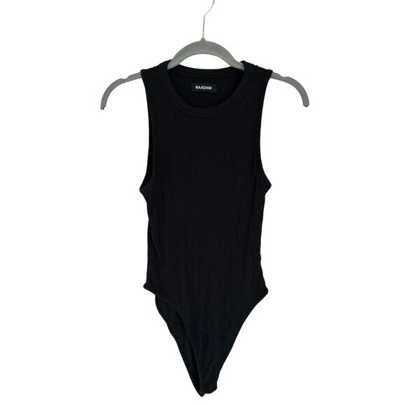 NADAM Bodysuit Knitted Modal Cashmere Black Crewneck Fitted Size XSmall - Picture 1 of 6